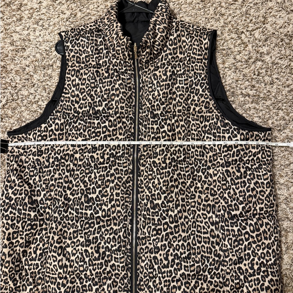 Chico's Black and Tan Animal Print Reversible  Vest Size 4/20 - Picture 7 of 11